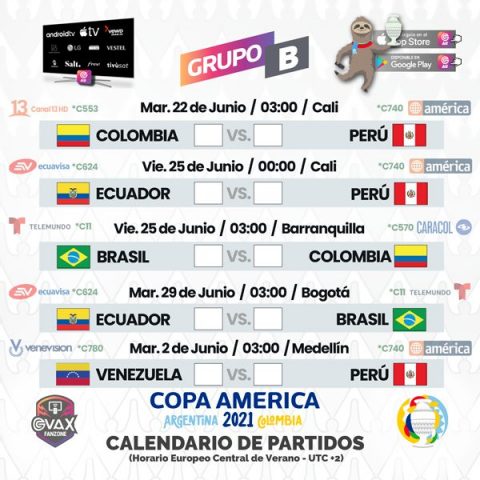 Brasil VS. Colombia en vivo, COPA America 2021 Calendario PDF gratis, Encuentros y Estadios
